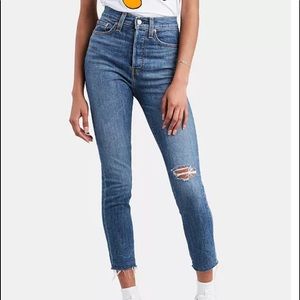 Levi wedgie distressed highrise button-fly jean